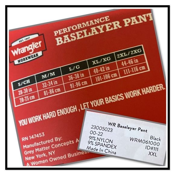 Wrangler Size XXL Men’s Performance Base Layer Pant - Picture 10 of 10